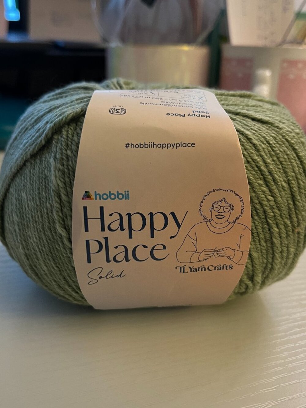 HOBBII Happy Place Solid Yarn #08 Herb - 1 ball